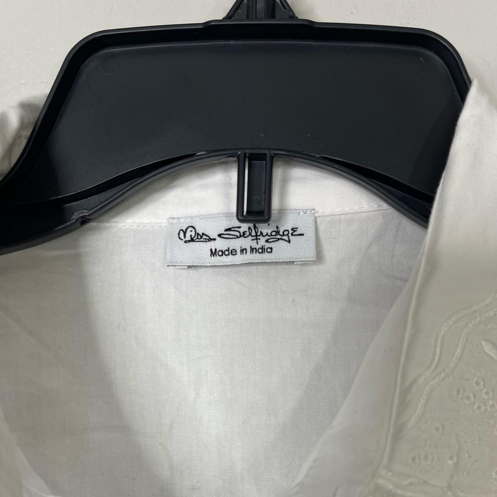 Miss Selfridge NWT Women's Natural Embroidered Poplin Shirt Dress 4 Cottagecore - Picture 8 of 14